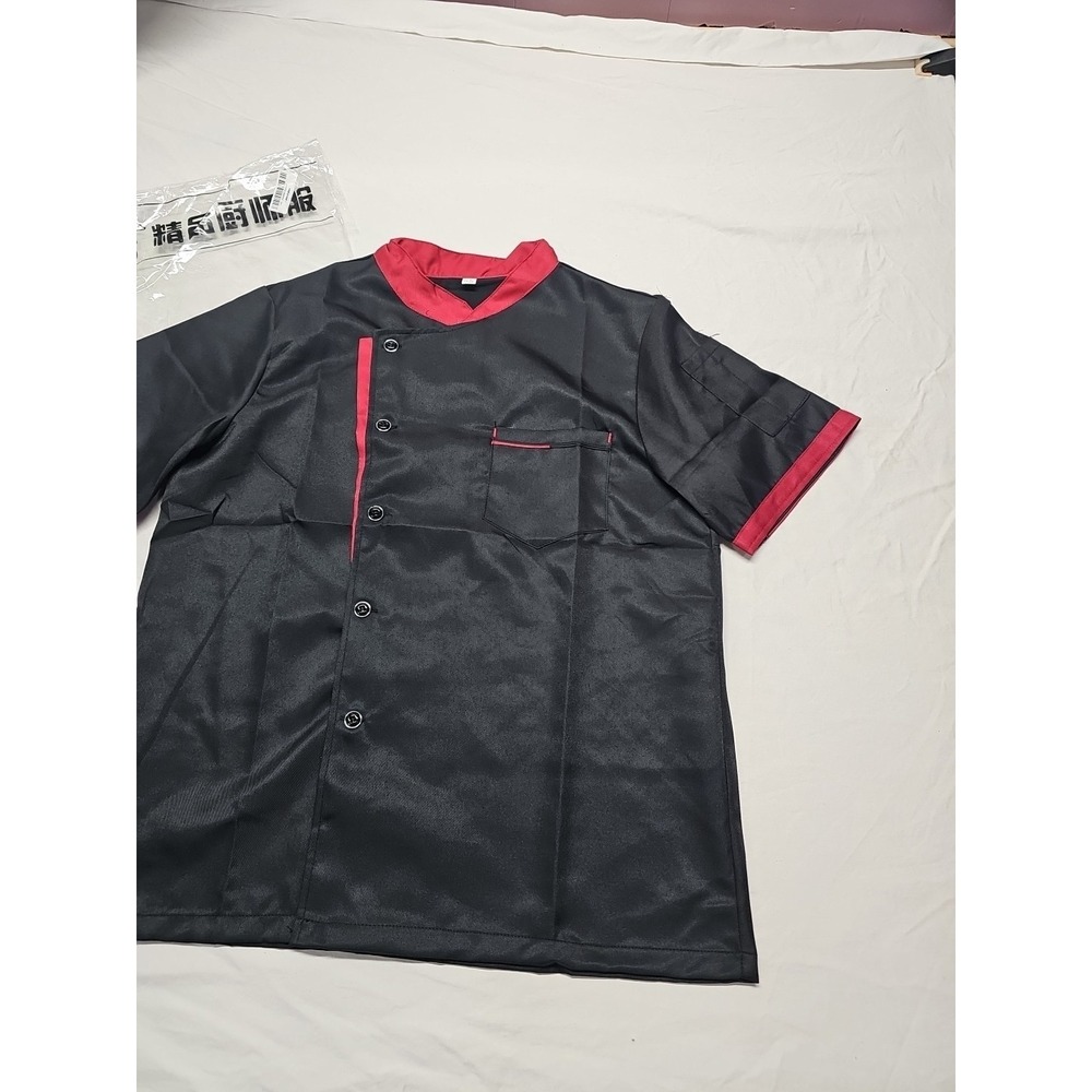 Unisex Chef Coat Cook Black Jacket Restaurant Kitchen Workwear Uniform‎ Shirt L - Picture 5 of 16